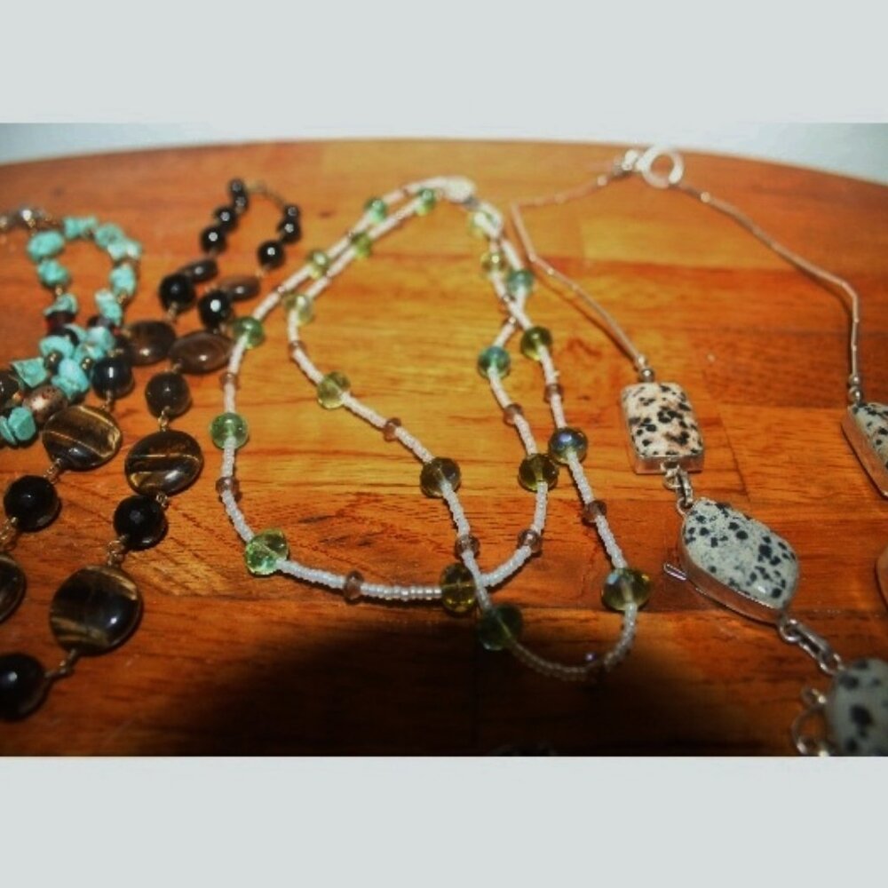 925 Sterling Beaded Precious Stones and Bead Necklaces Bracelet Lot 209 grams - Picture 2 of 7